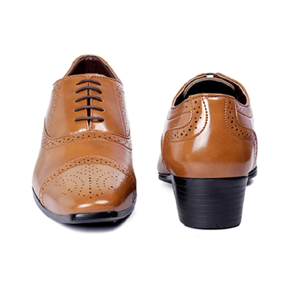 BAXXICO Mens Faux Vegan Leather Oxford Semi Brogue Formal Lace Up Shoes
