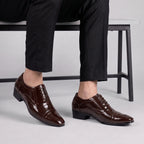 BAXXICO Mens Faux Vegan Leather Oxford Semi Brogue Formal Lace Up Shoes