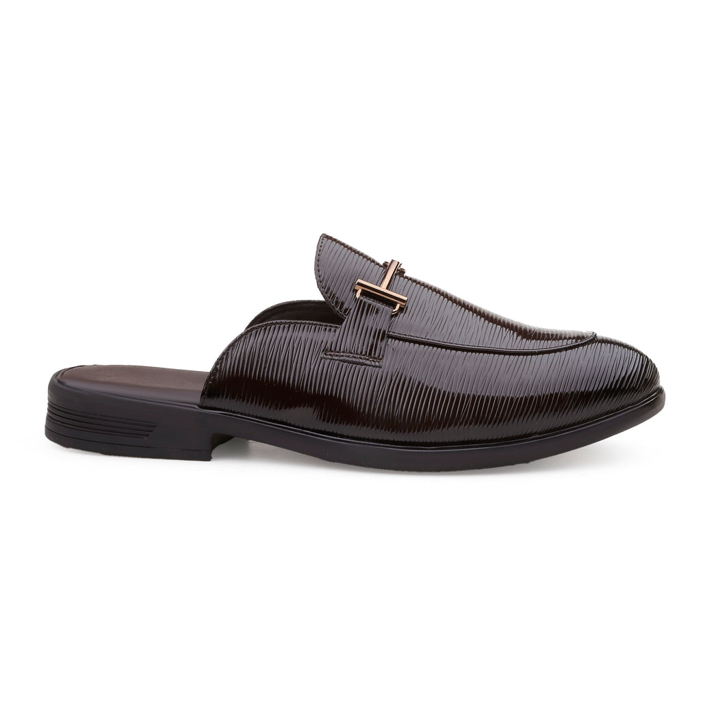 BAXXICO Mens Premium Textured Back Open Mule Loafers