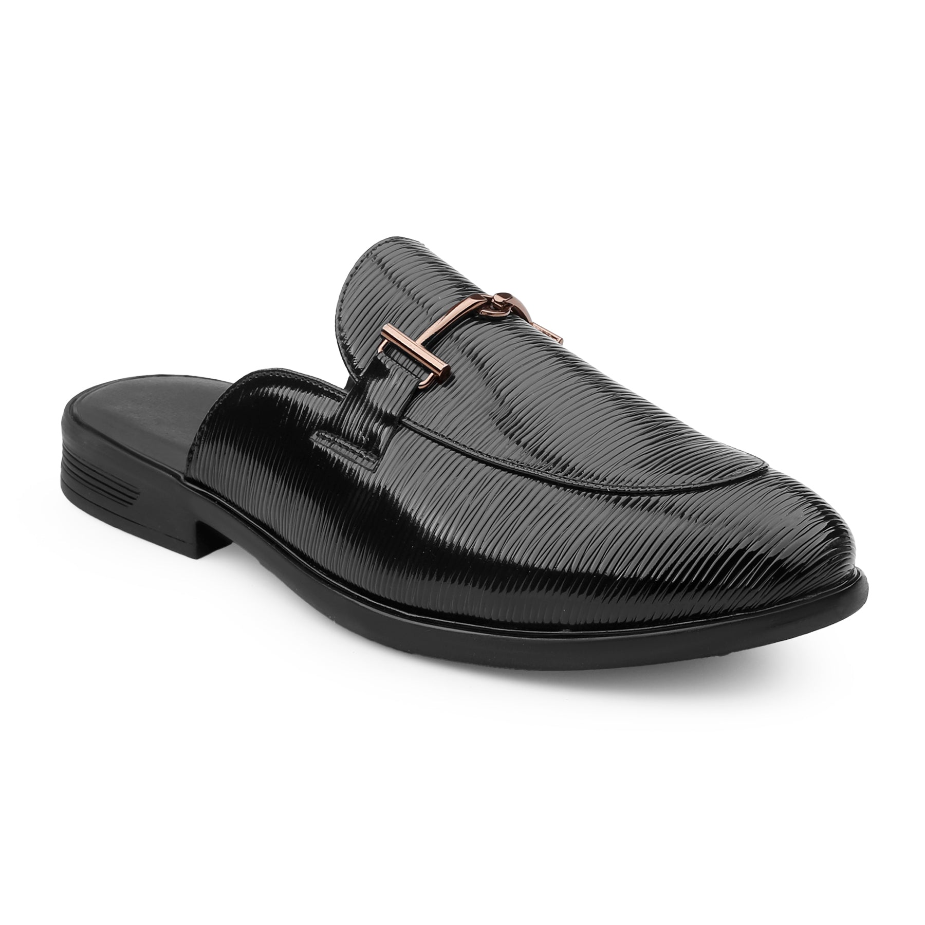 BAXXICO Mens Premium Textured Back Open Mule Loafers