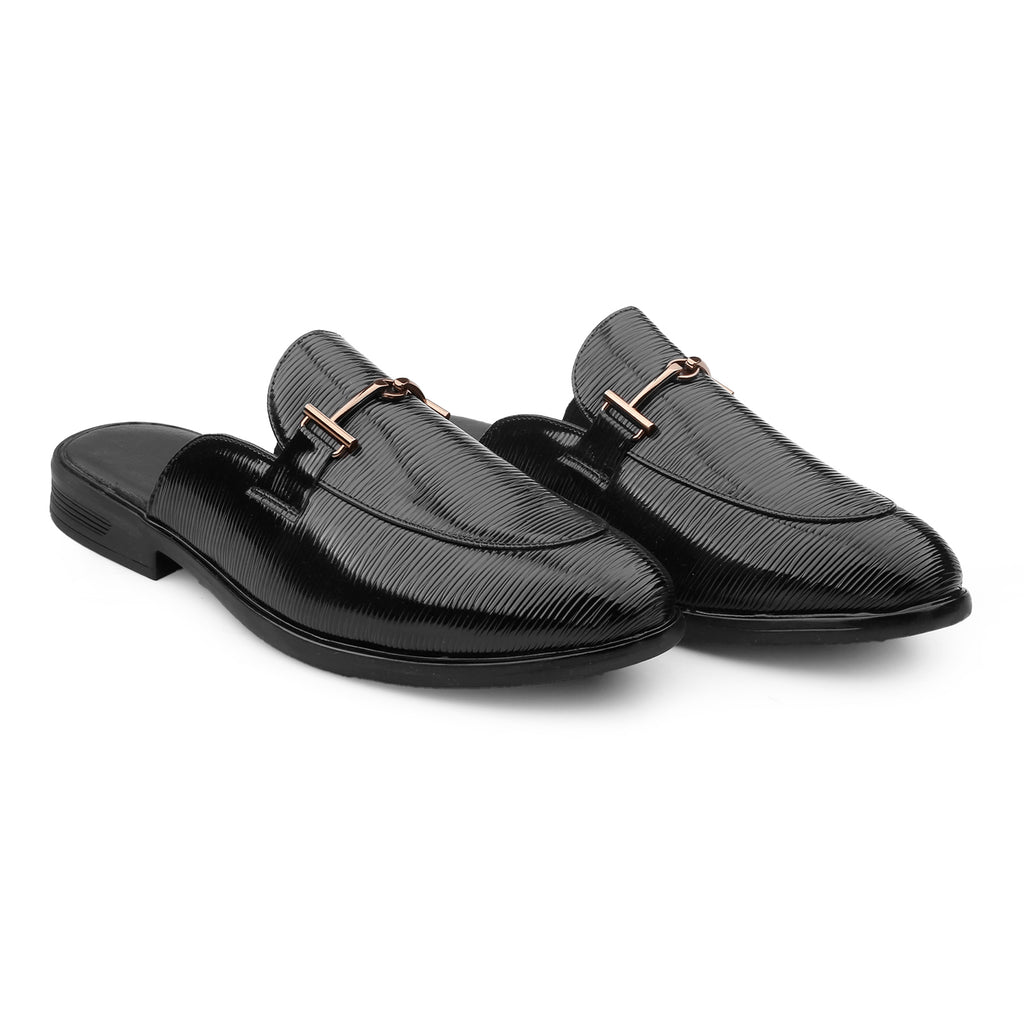 BAXXICO Mens Premium Textured Back Open Mule Loafers