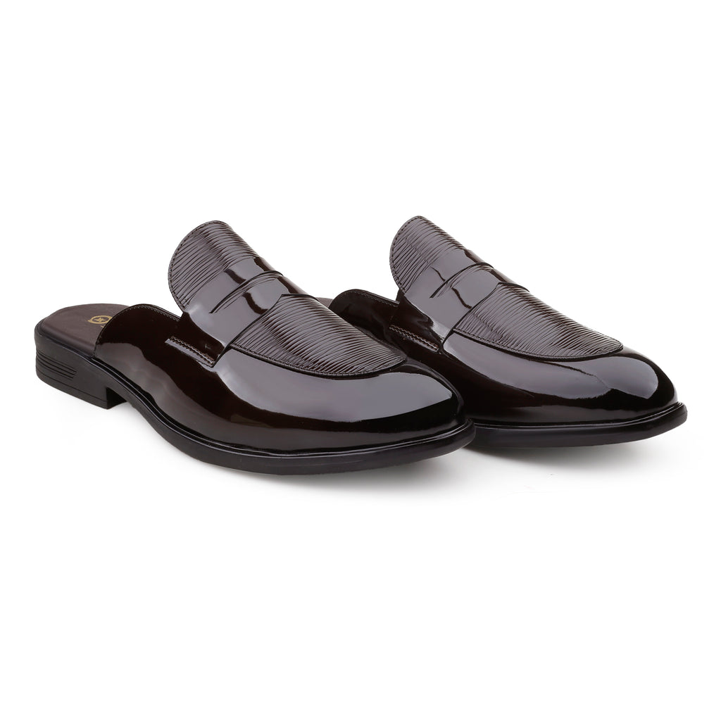BAXXICO Luxury Patent Slip On Mule for Men