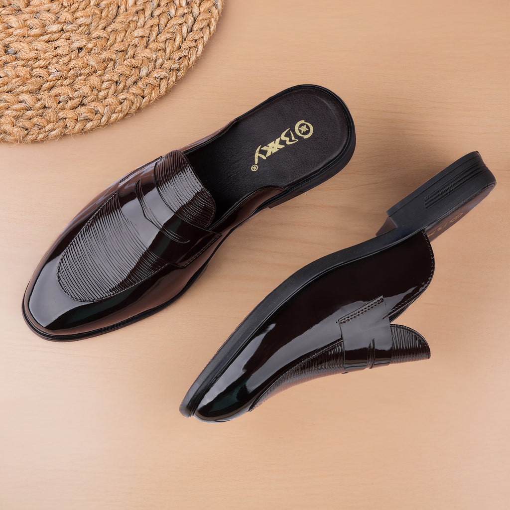BAXXICO Luxury Patent Slip On Mule for Men