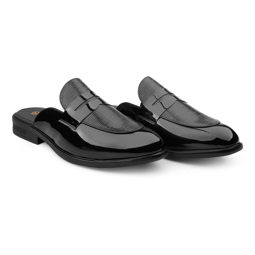 BAXXICO Luxury Patent Slip On Mule for Men