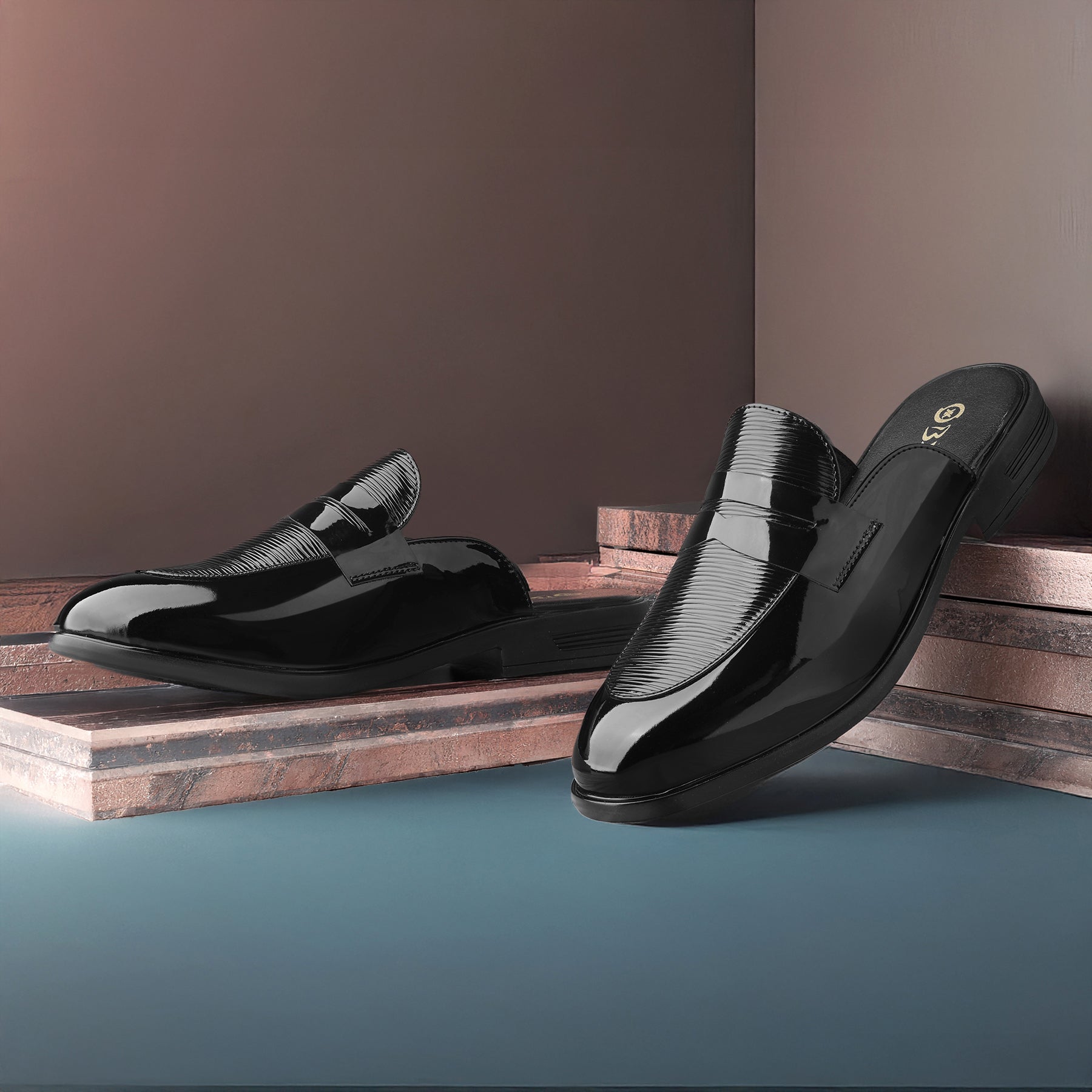BAXXICO Luxury Patent Slip On Mule for Men
