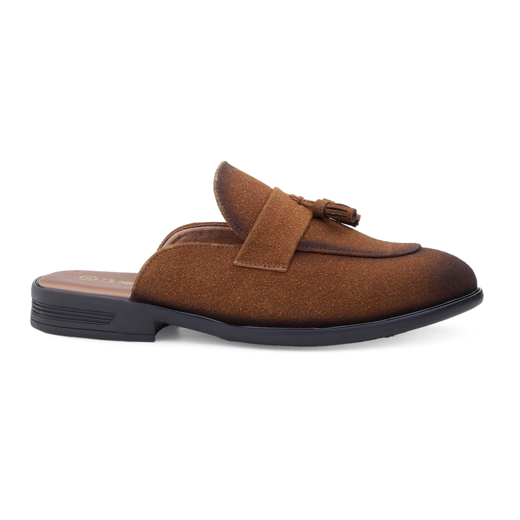 BAXXICO Mens Designer Suede Tassel Mule Loafers Classic Elegance