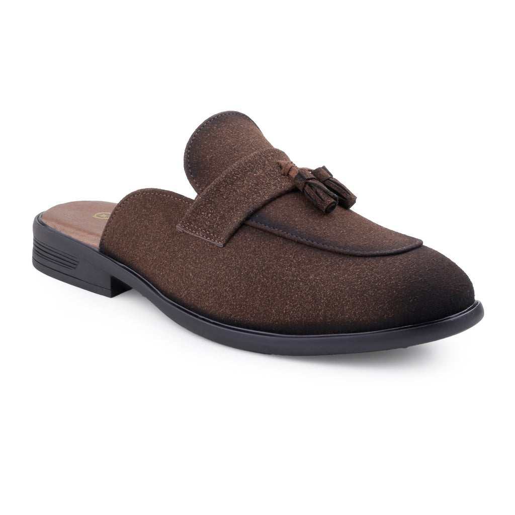 BAXXICO Mens Designer Suede Tassel Mule Loafers Classic Elegance
