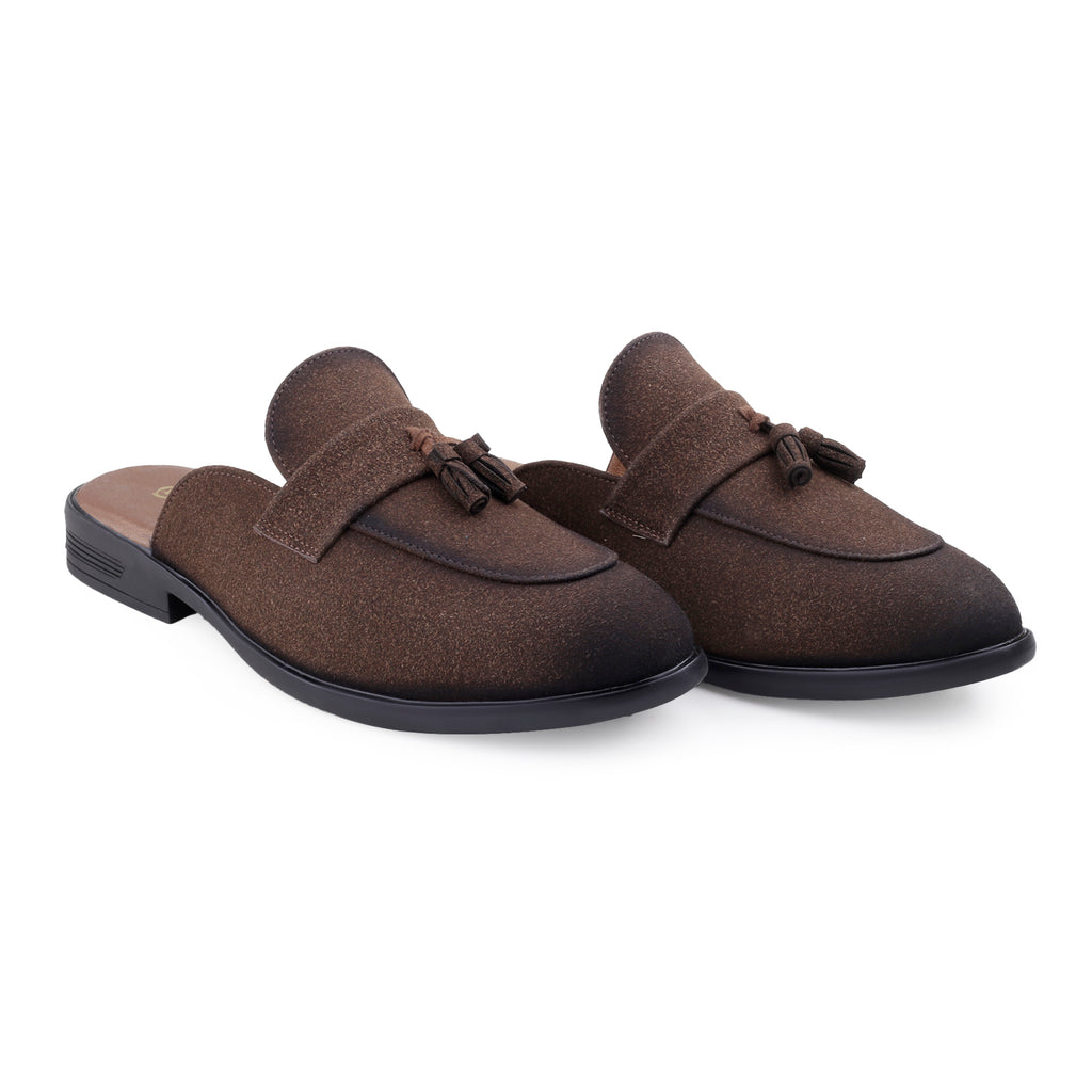 BAXXICO Mens Designer Suede Tassel Mule Loafers Classic Elegance