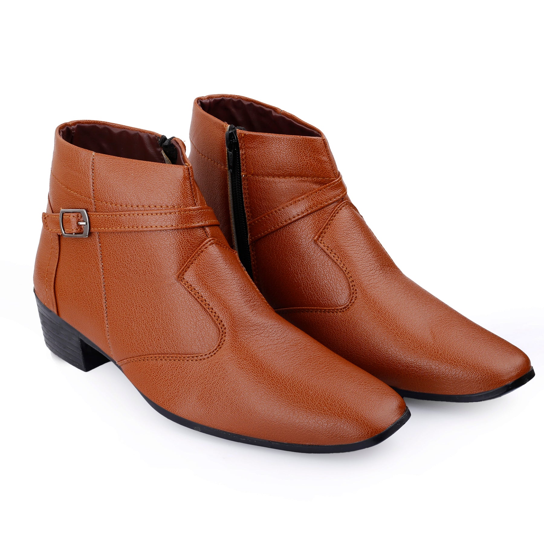 BAXXICO 2 Inch Height Increasing Ankle Zipper Boots For Men