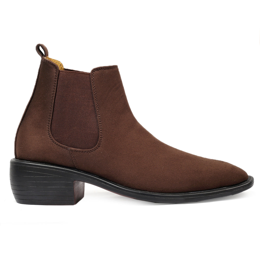 BAXXICO Mens Height Increasing Suede British Formal and Casual Wear Chelsea Boots