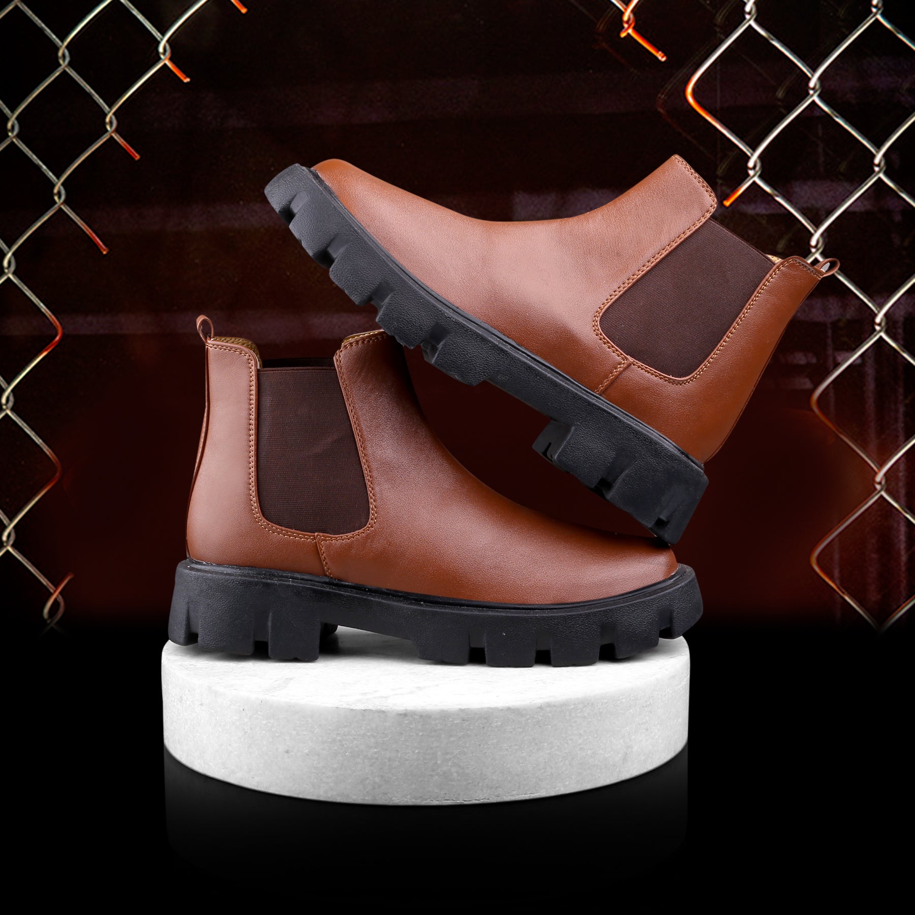 Baxxico Faux Vegan Leather Chelsea Ankle Slip on Boots for Men