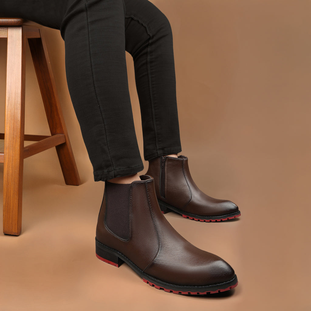 BAXXICO Stylish Black Chelsea Boots with Premium Elevated Heel Design