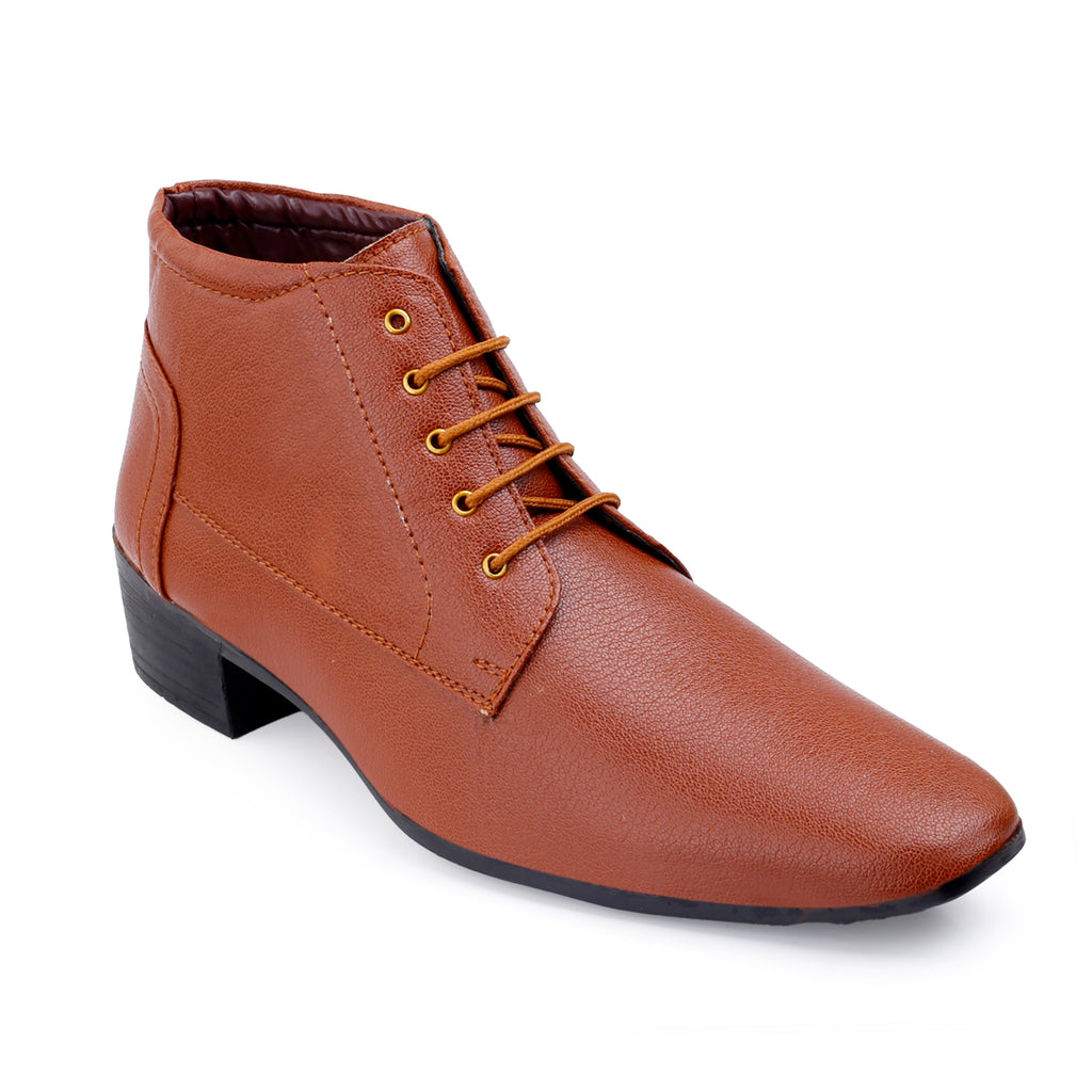 Mens Height Increasing Derby Faux Vegan Leather Formal Wear Boots