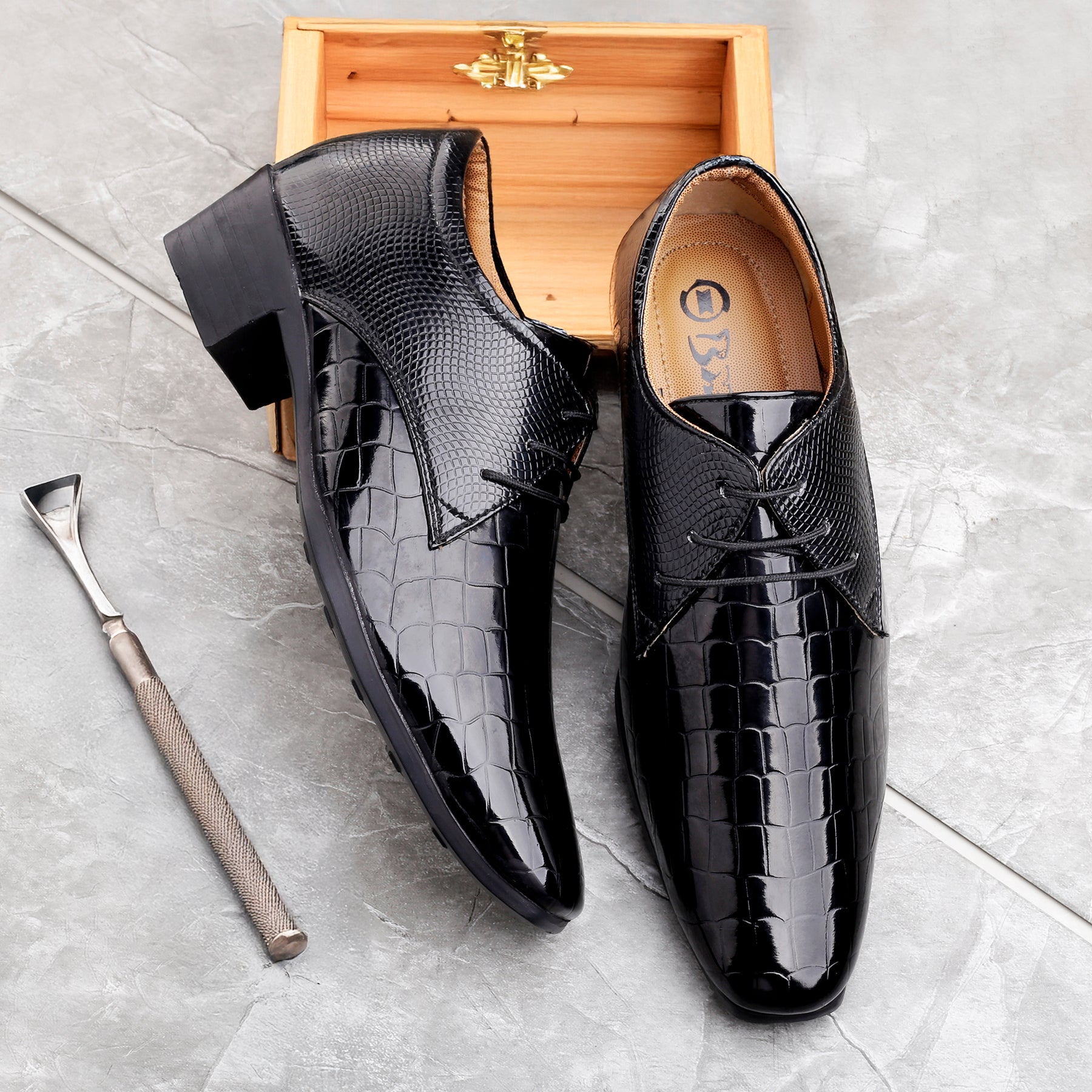 BAXXICO Height Increasing Party Wear Lace up Shoes For Men