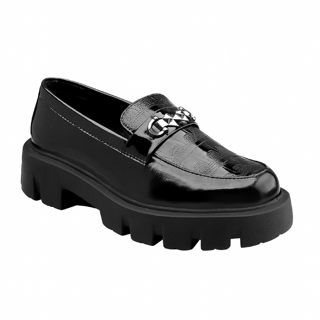 Baxxico Premium Patent Vegan Buckle Slip ons for Men