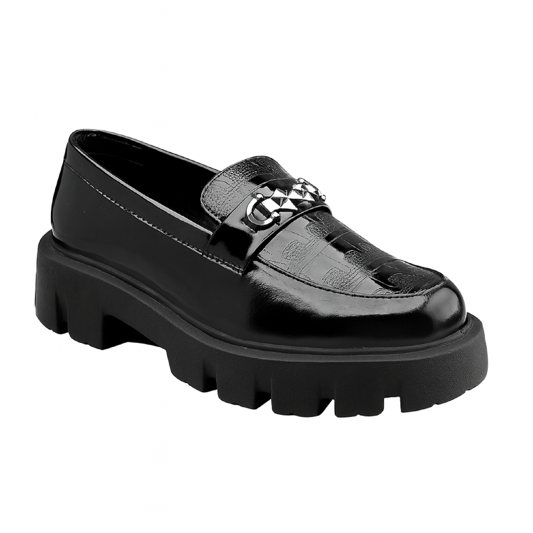 Baxxico Premium Patent Vegan Buckle Slip ons for Men