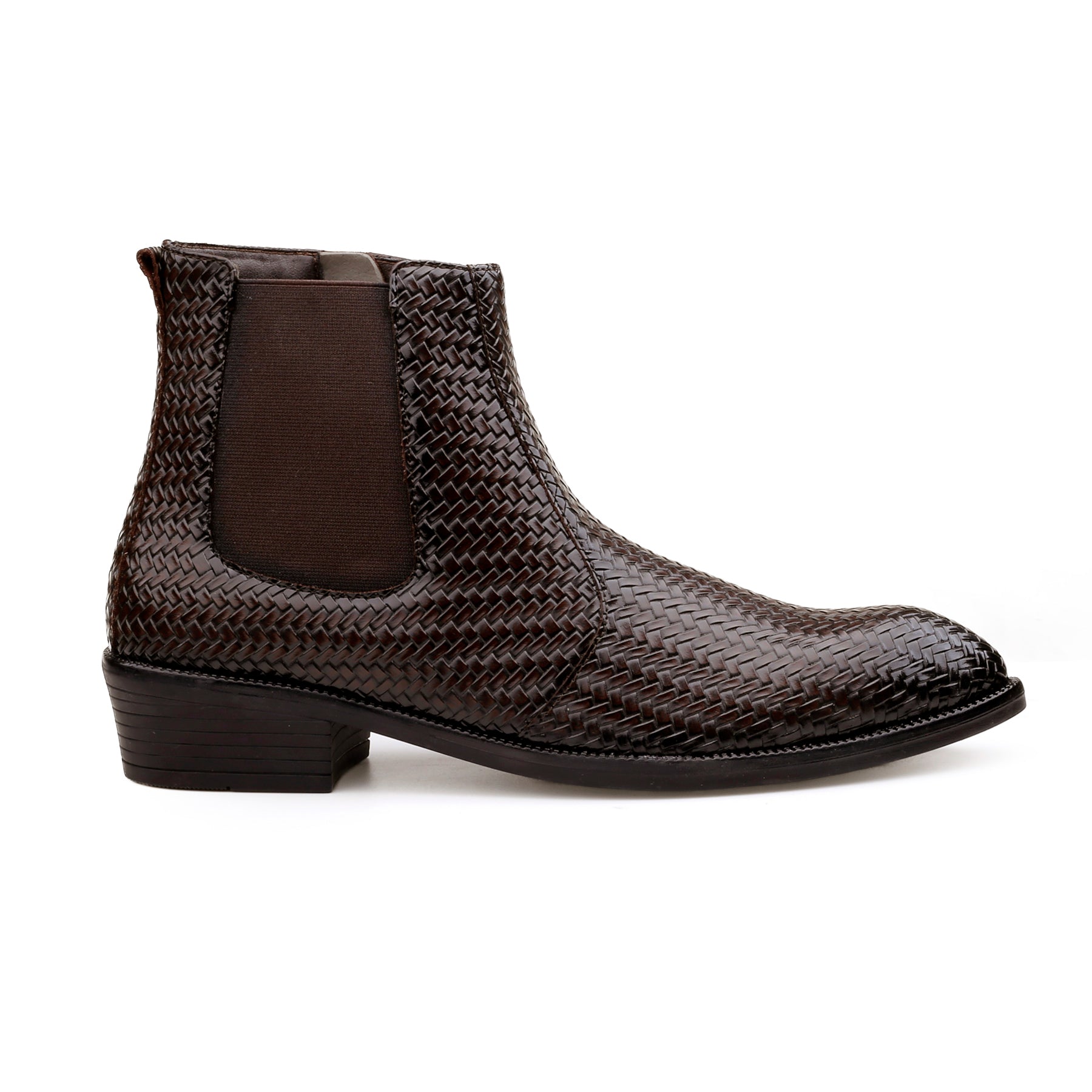 BAXXICO Woven Leather Height Enhancing Formal Shoes