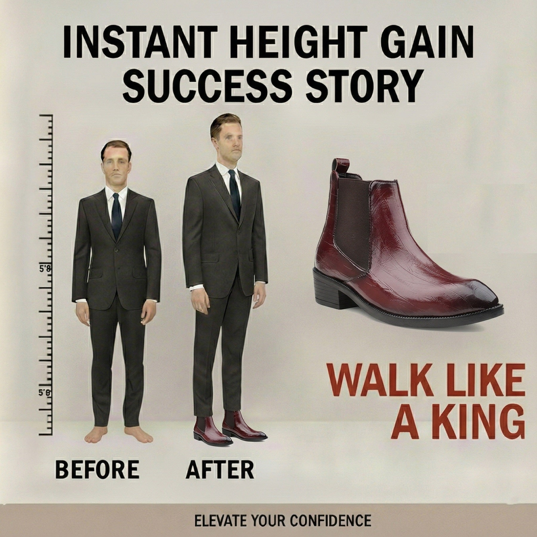 BAXXICO Mens Elevator Chelsea Boots Increase Height with Premium Style