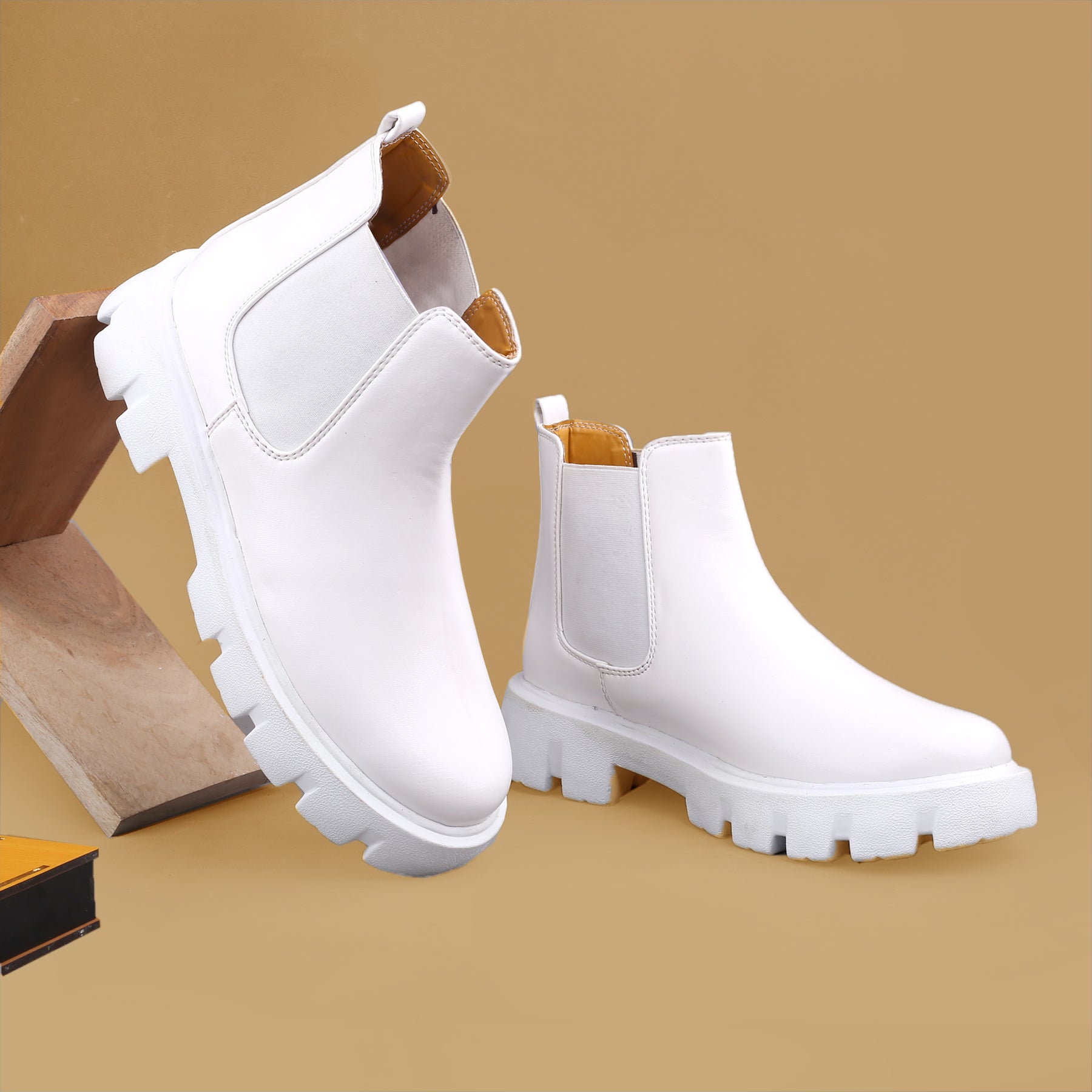 Baxxico Faux Vegan Leather Chelsea Ankle Slip on Boots for Men