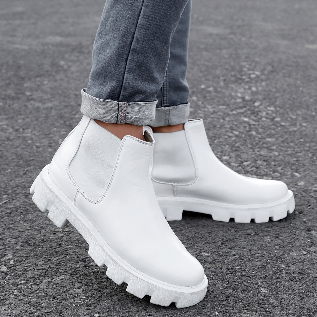 Baxxico Faux Vegan Leather Chelsea Ankle Slip on Boots for Men