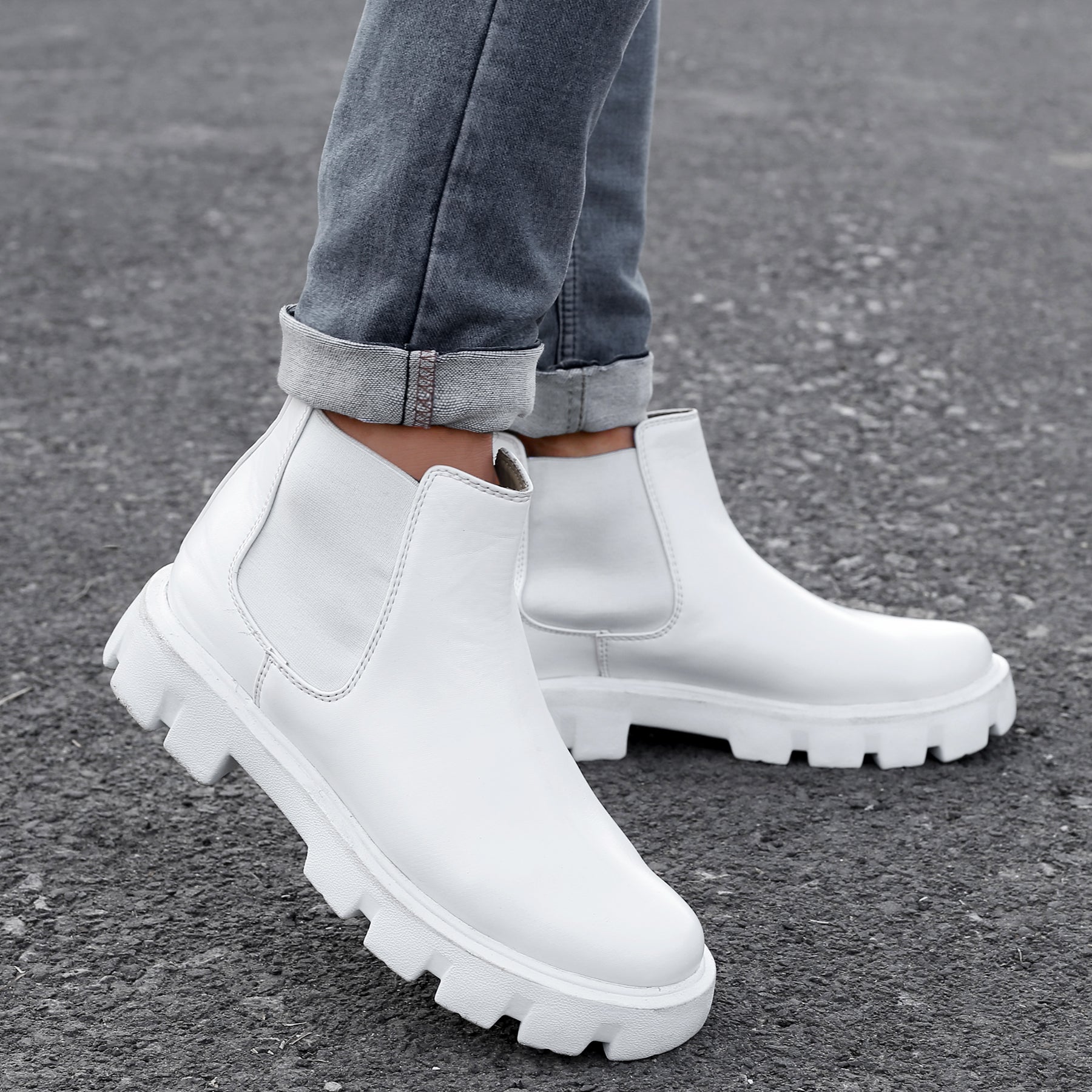 Baxxico Faux Vegan Leather Chelsea Ankle Slip on Boots for Men