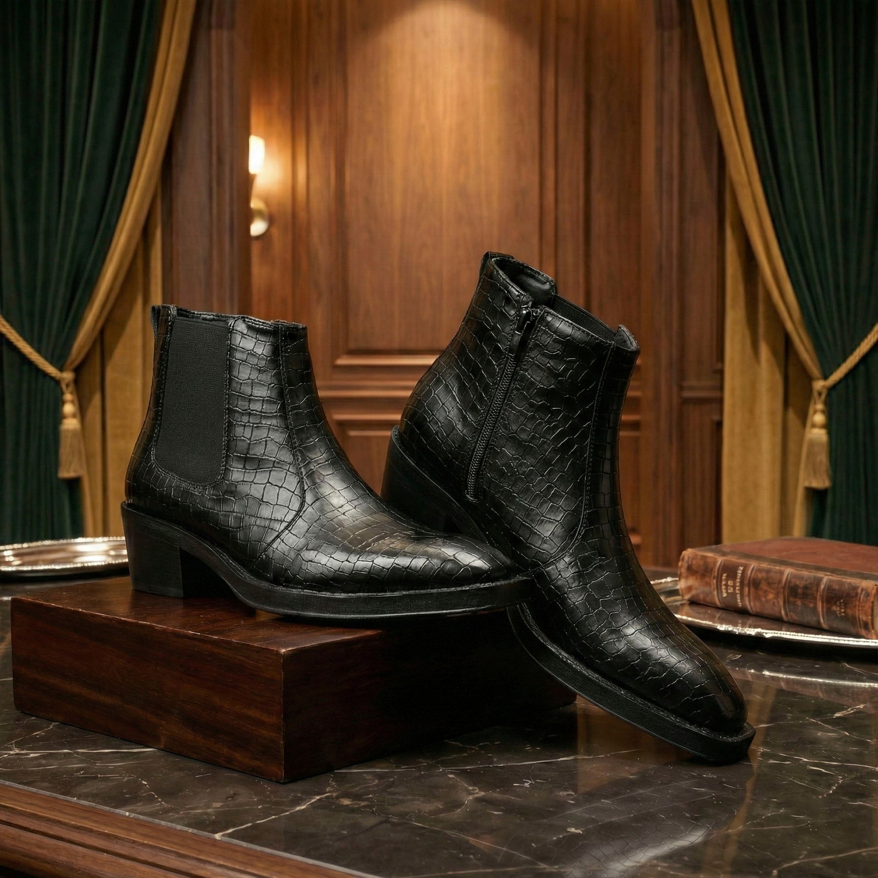 BAXXICO Mens 2 Inch Heel Height Boots Stylish Elevation with Comfort
