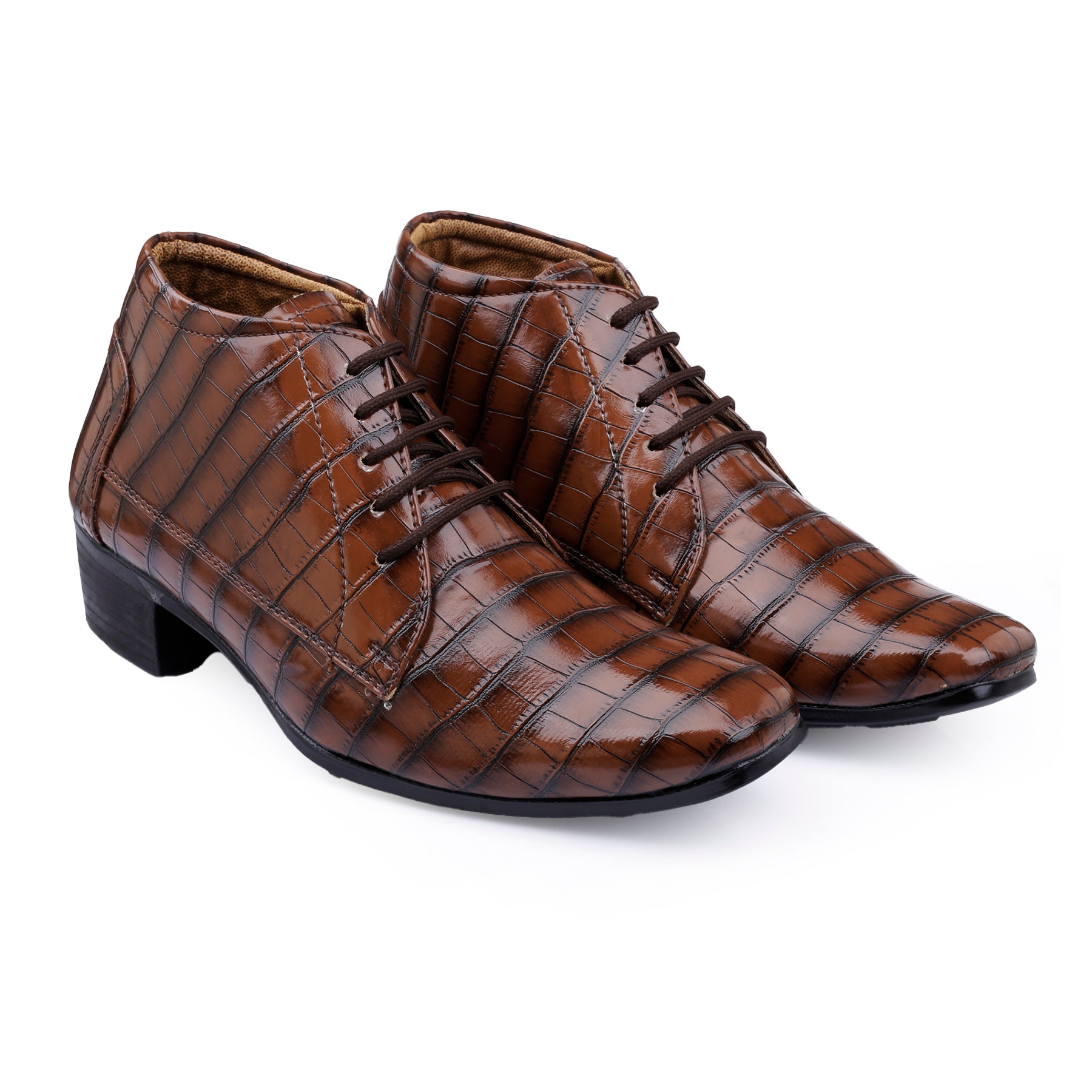 BAXXICO Mens Height Increasing Derby Faux Vegan Leather Formal Wear Boots