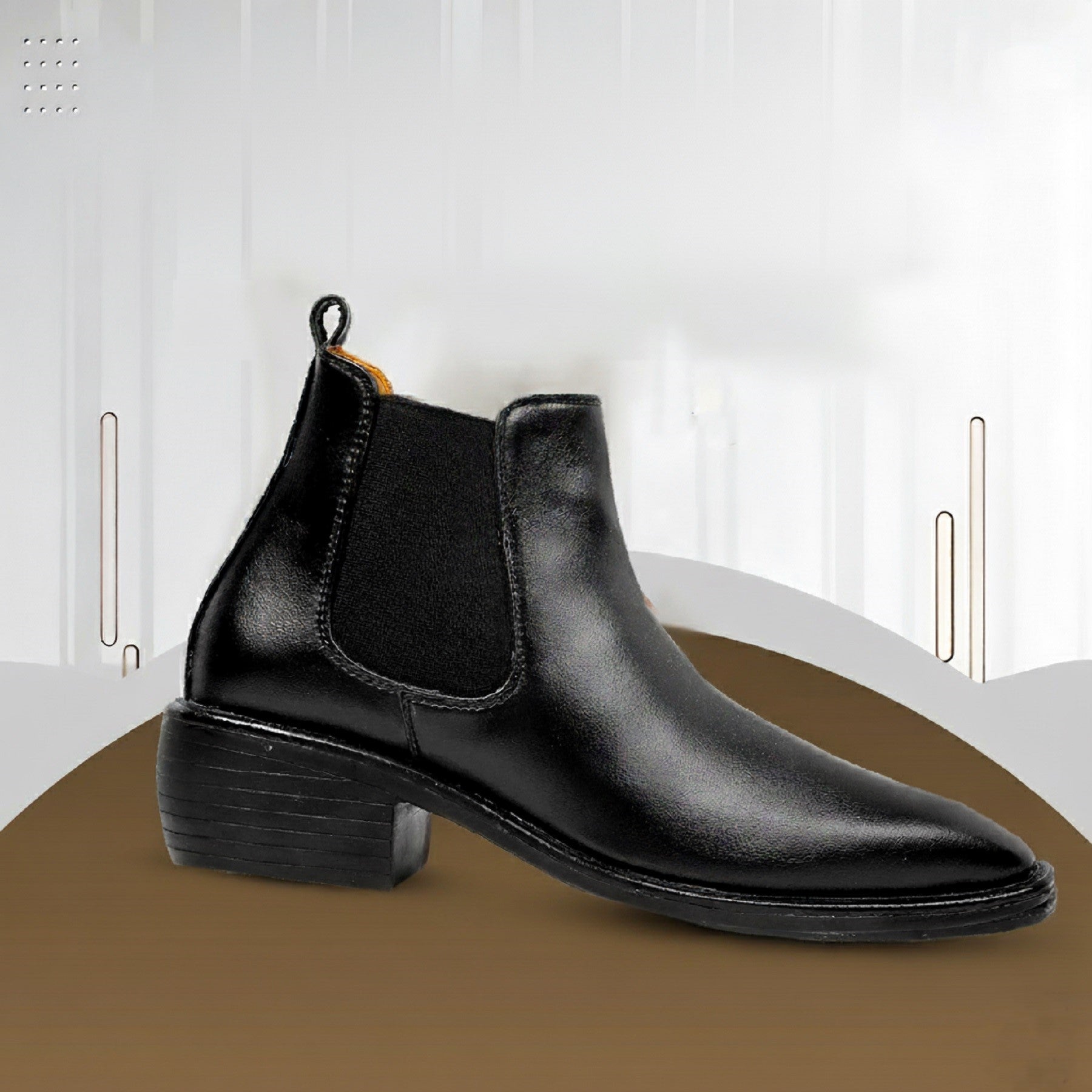 BAXXICO 2 Inch Height Increasing Faux Vegan Leather Chelsea Boots for Men