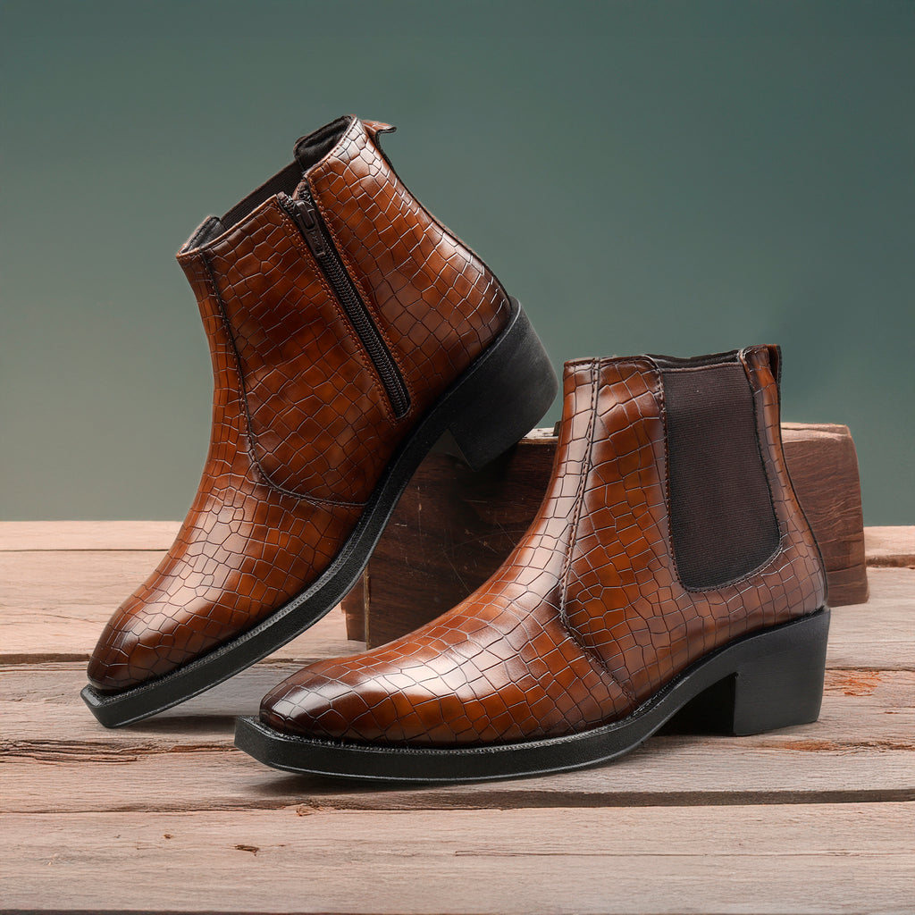 BAXXICO Mens 2 Inch Heel Height Boots Stylish Elevation with Comfort