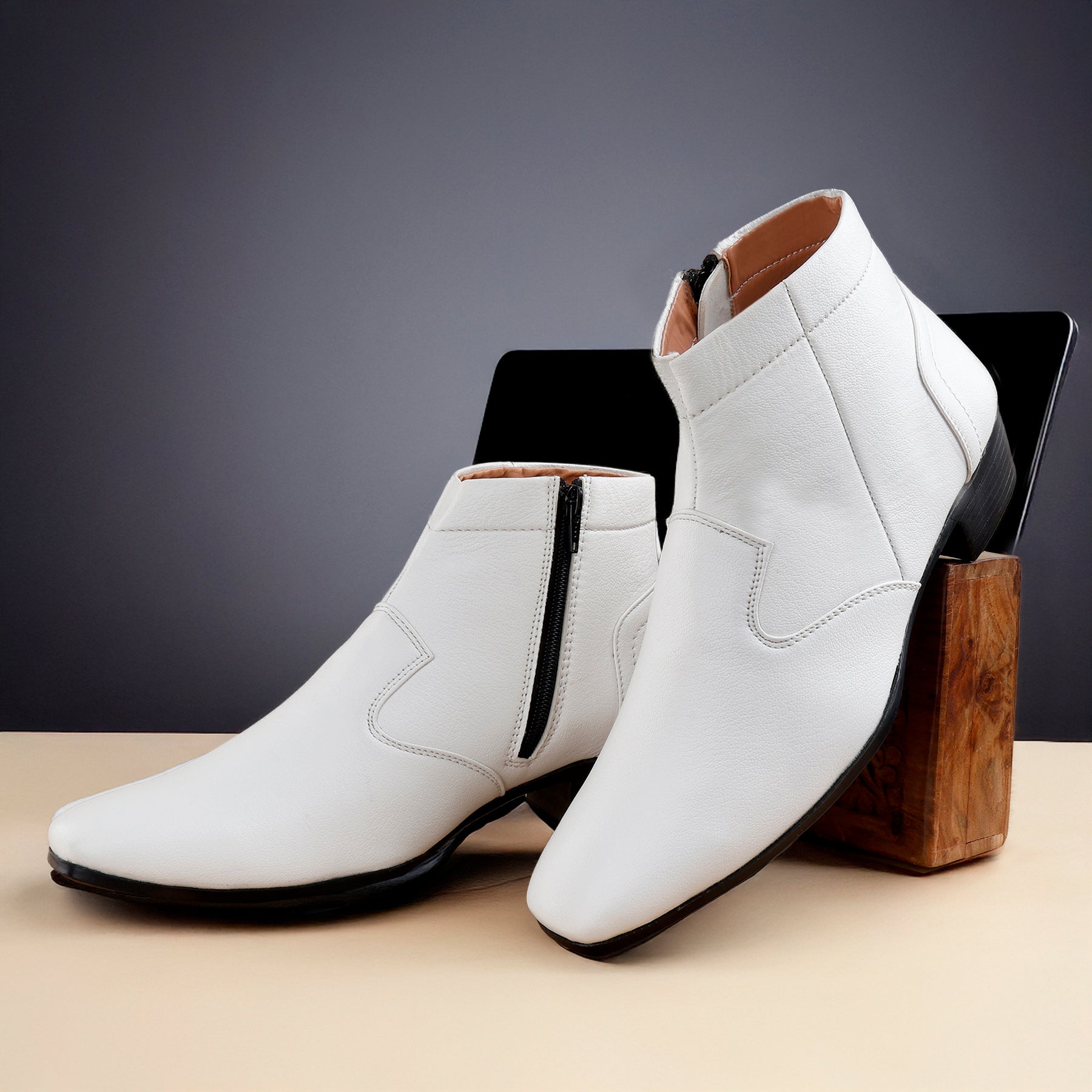 BAXXICO Height Increasing Formal Ankle Zipper Boots
