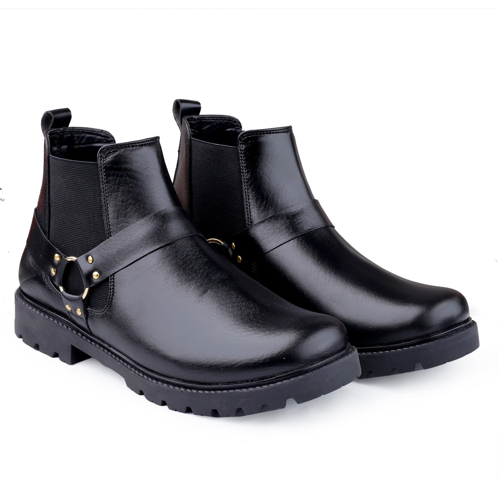 Baxxico Faux Vegan Leather Ultra Stylish Comfortable Slip on Chelsea Boots for Men