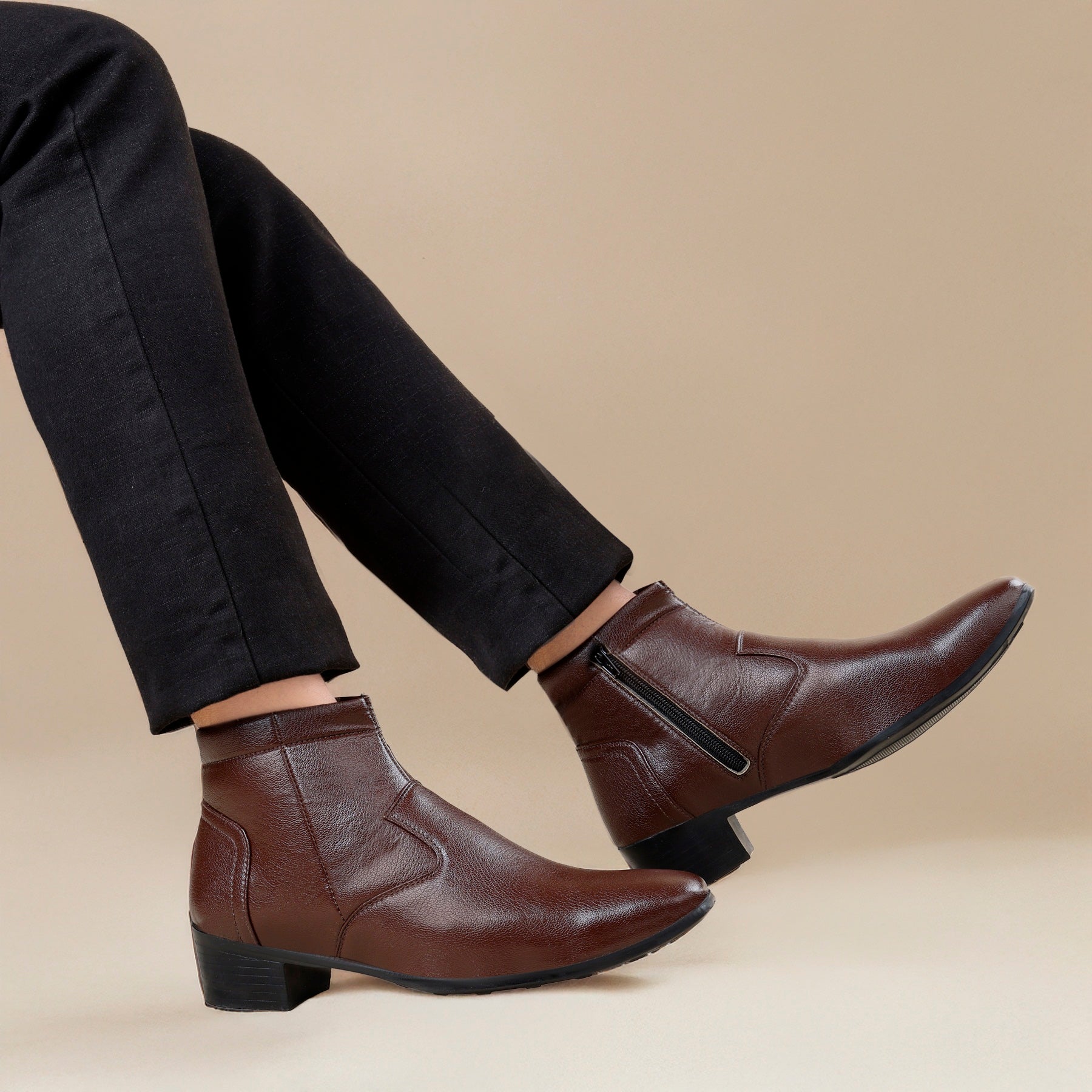 BAXXICO Height Increasing Formal Ankle Zipper Boots