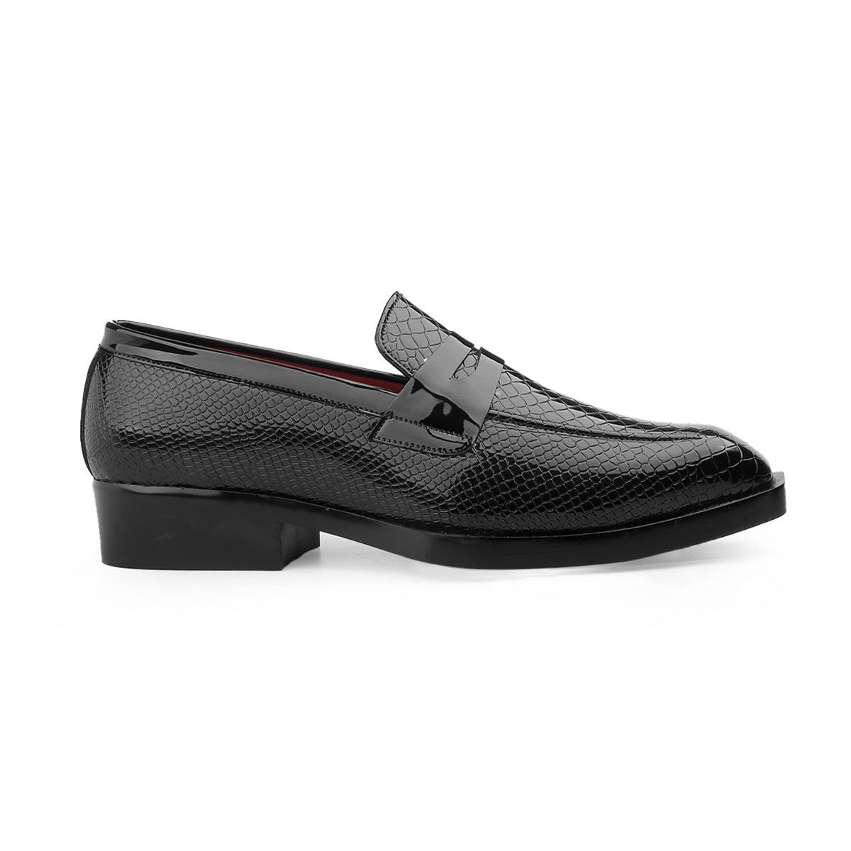 BAXXICO Premium Crocodile Texture Loafers with Elevated Heel Design