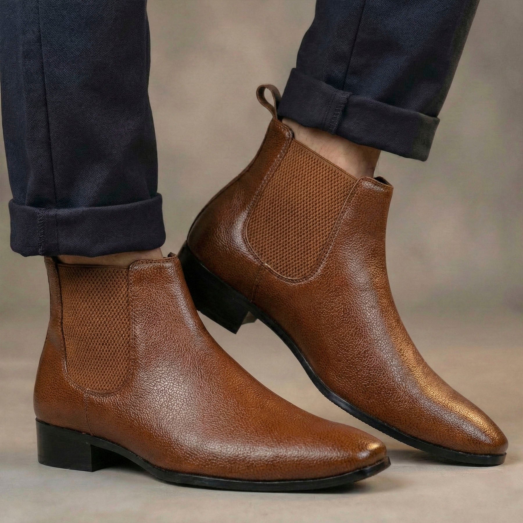 BAXXICO Mens Chelsea Boots with 2 Inches Heel Height Gain