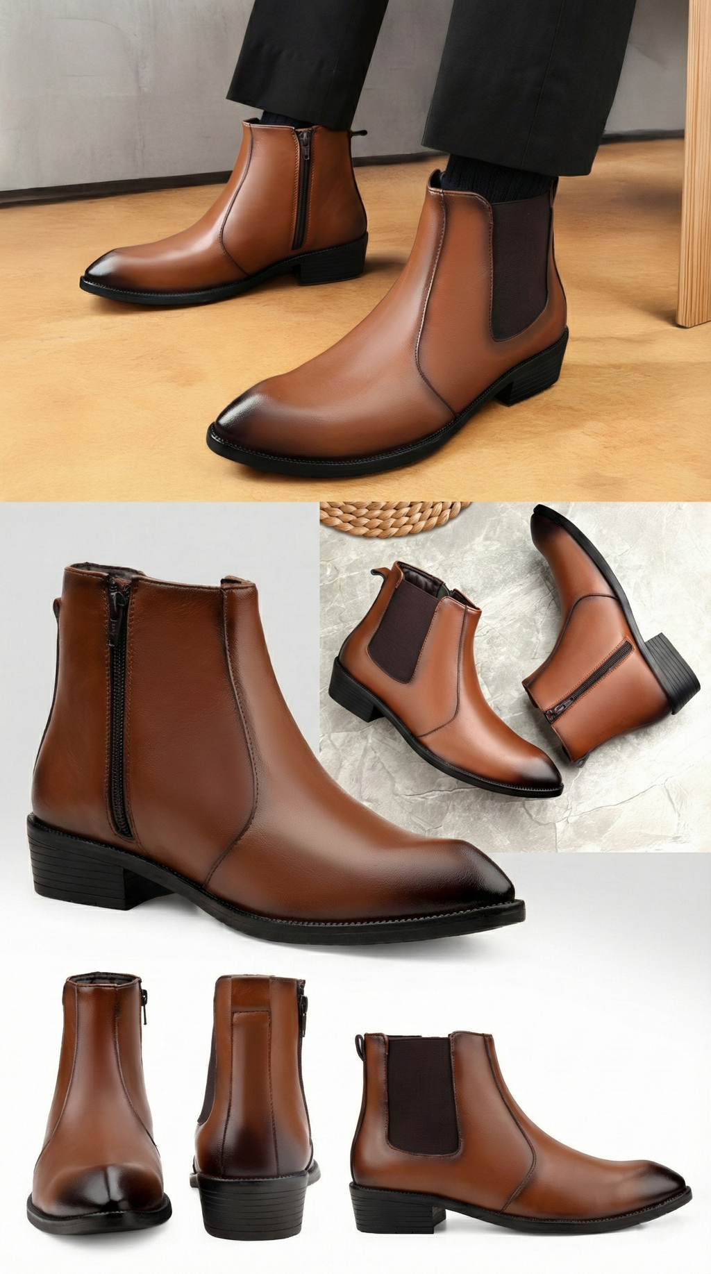 BAXXICO Mens Classic Elevator Boots Height Increase 2 Inches