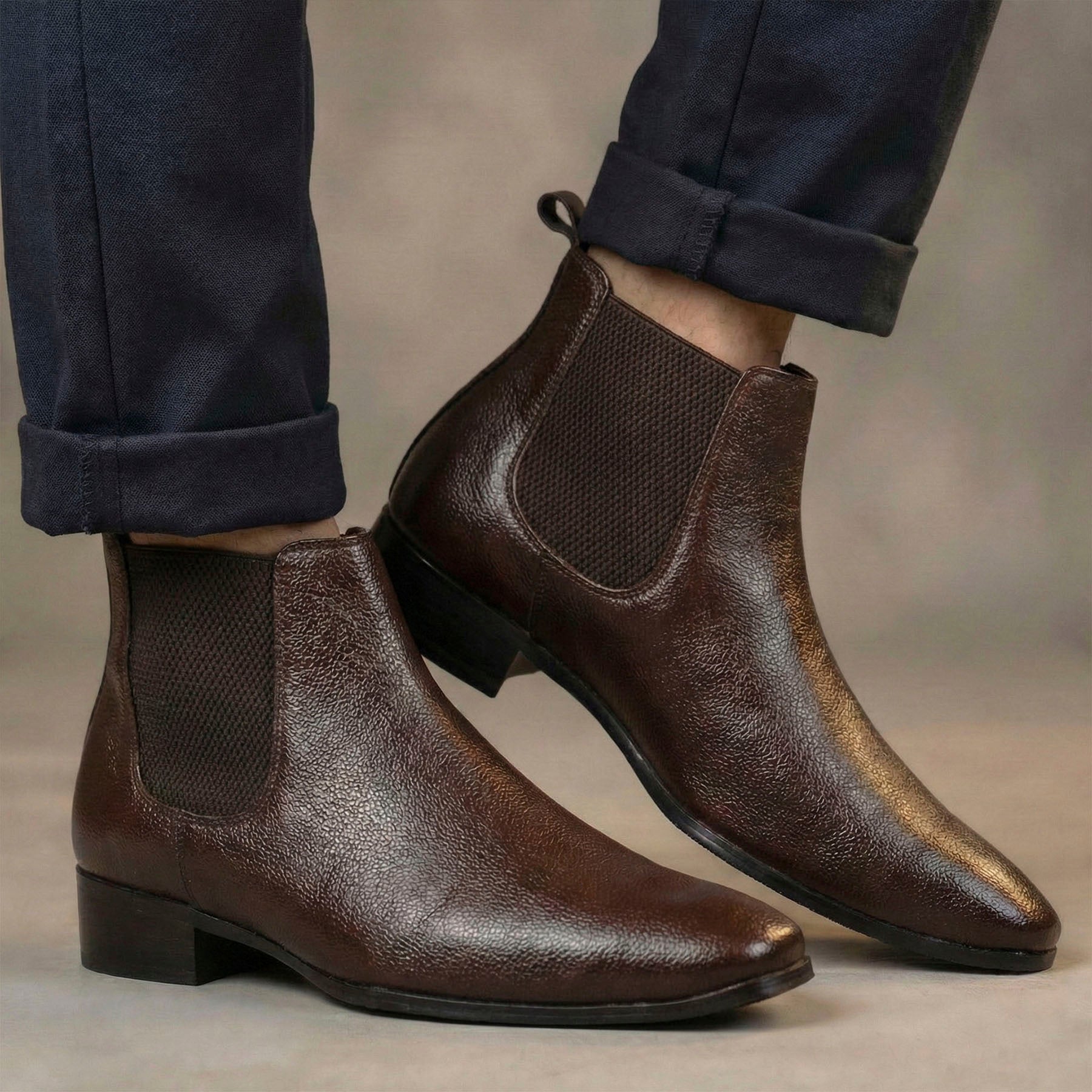 BAXXICO Mens Chelsea Boots with 2 Inches Heel Height Gain