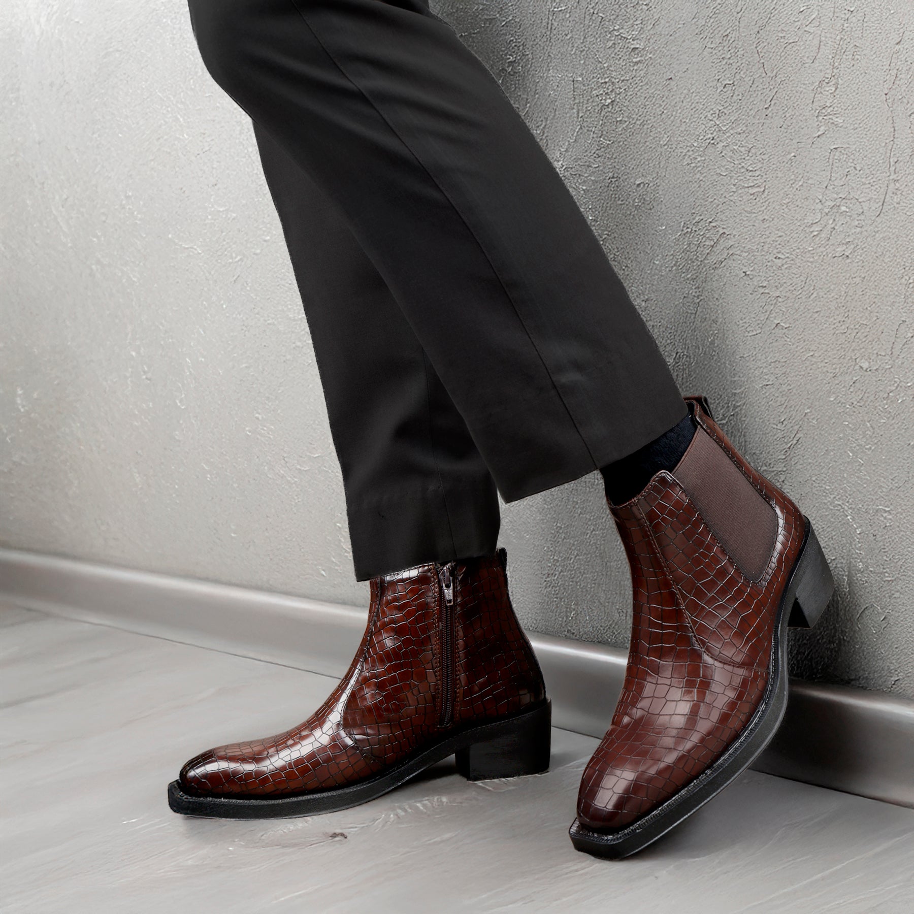 BAXXICO Mens 2 Inch Heel Height Boots Stylish Elevation with Comfort