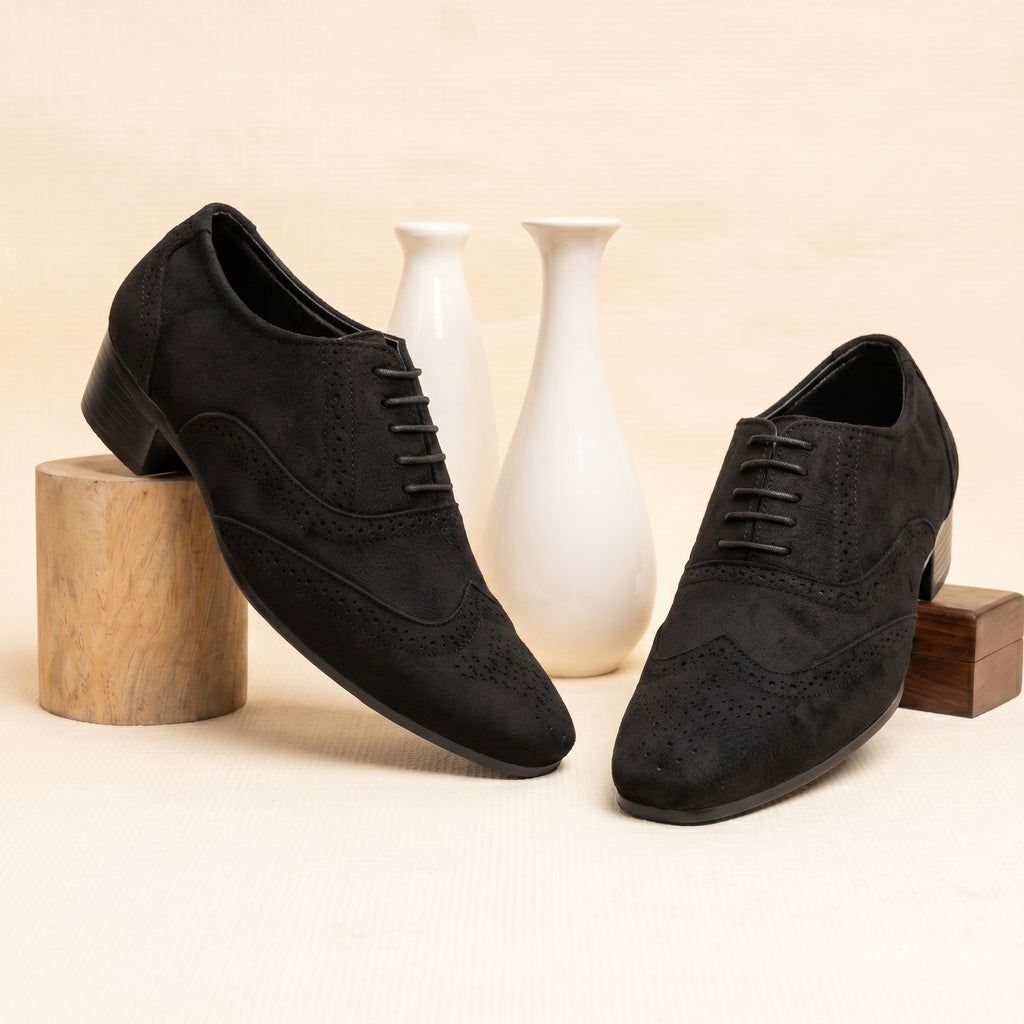 BAXXICO Mens Suede Height Increasing Casual Oxford Brogue Shoes All Occasions