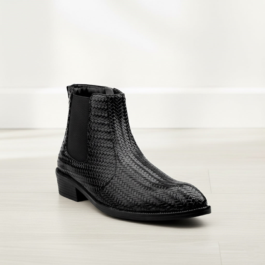 BAXXICO Woven Leather Height Enhancing Formal Shoes