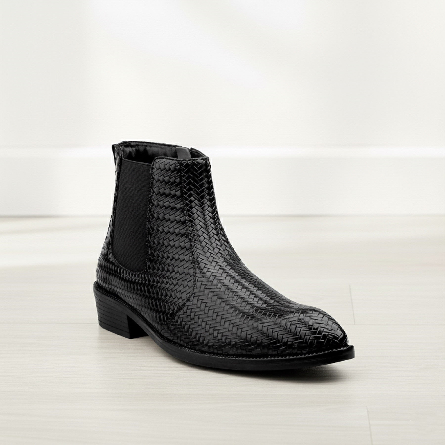 BAXXICO Woven Leather Height Enhancing Formal Shoes