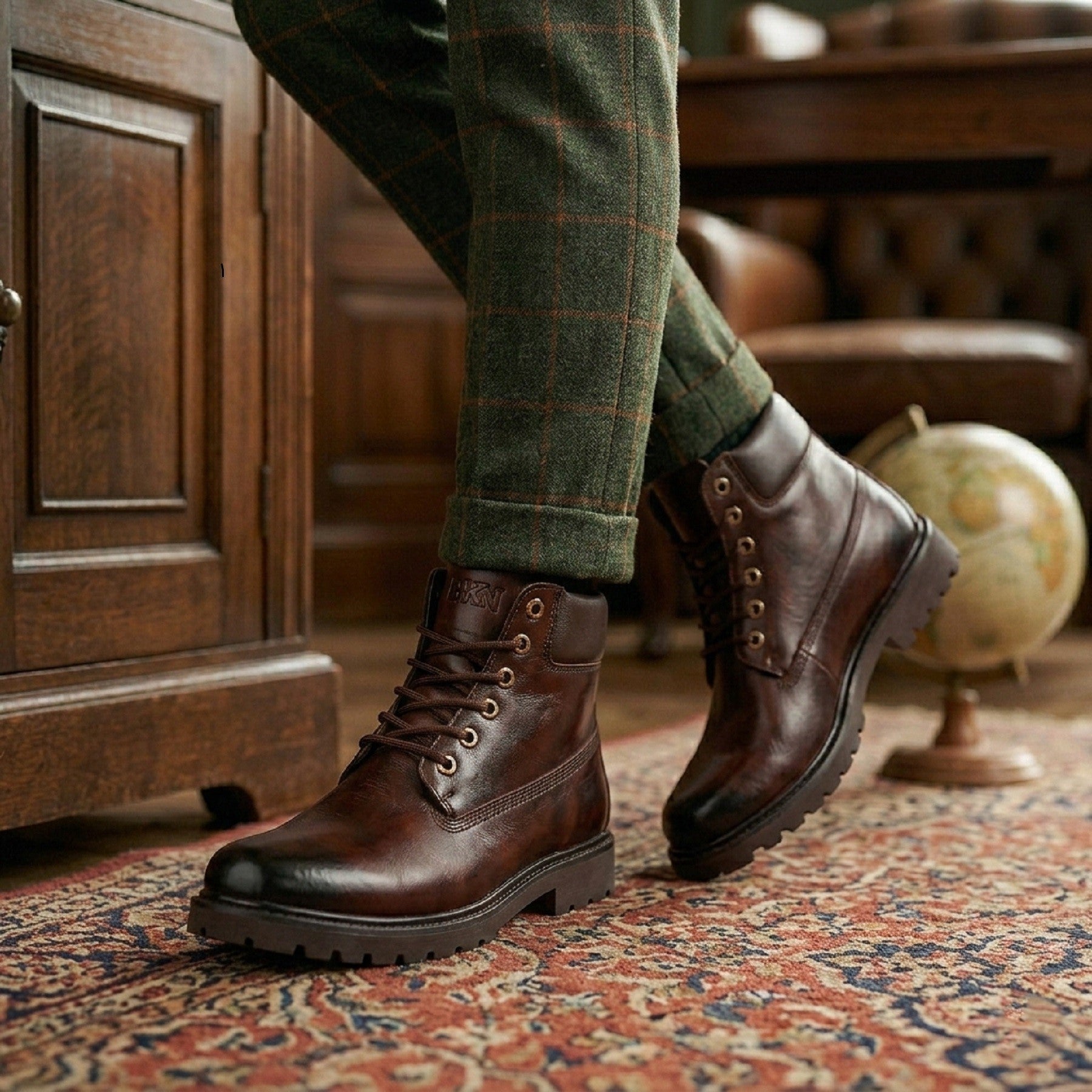 Baxxico Faux Vegan Leather Chelsea Ankle Lace up Boots for Men