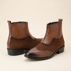 BAXXICO Mens Luxury Boots with Classic Brogue Texture Finish