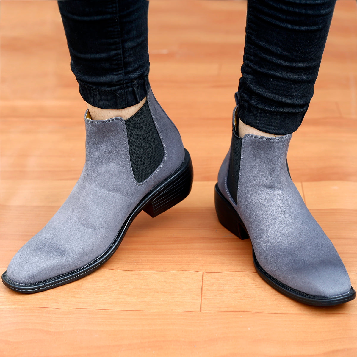 BAXXICO Mens Height Increasing Suede British Formal and Casual Wear Chelsea Boots