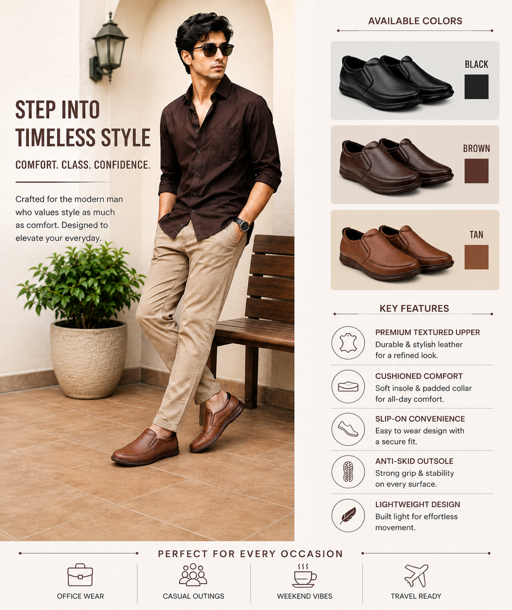 BAXXICO Mens Premium Comfort Slip On Shoes