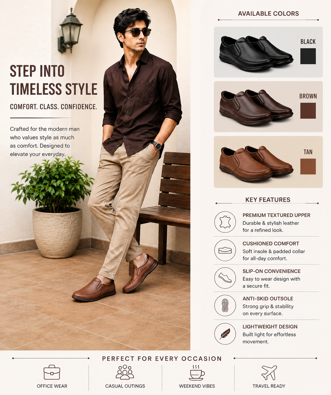 BAXXICO Mens Premium Comfort Slip On Shoes