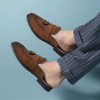 BAXXICO Mens Designer Suede Tassel Mule Loafers Classic Elegance