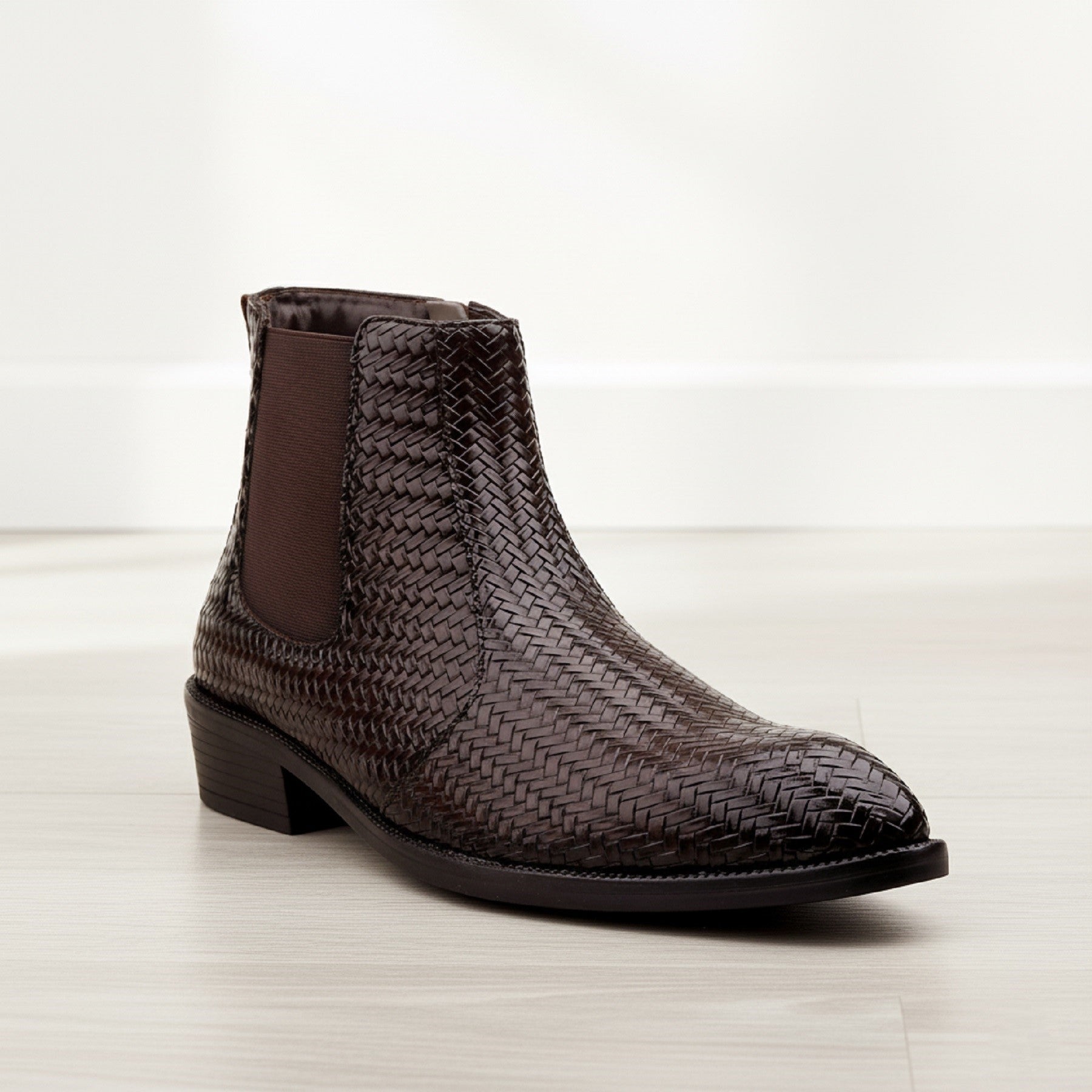 BAXXICO Woven Leather Height Enhancing Formal Shoes