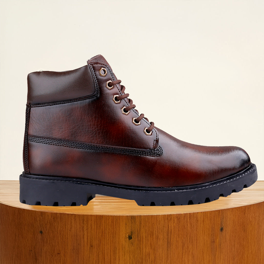 Baxxico Faux Vegan Leather Chelsea Ankle Lace up Boots for Men