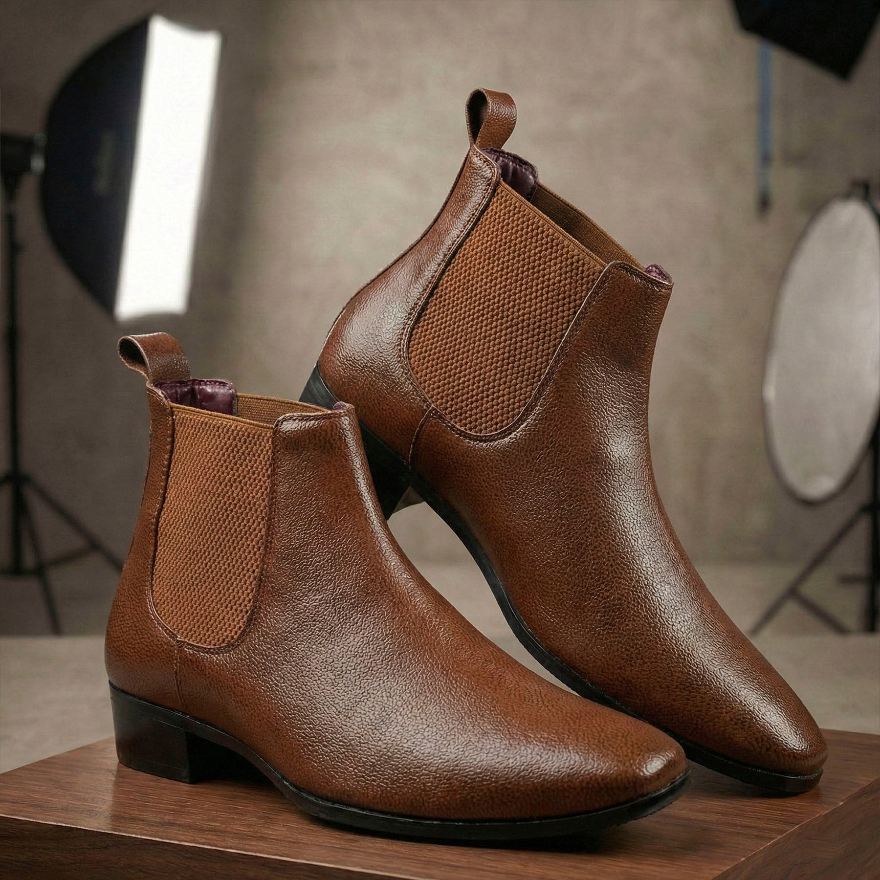 BAXXICO Mens Chelsea Boots with 2 Inches Heel Height Gain