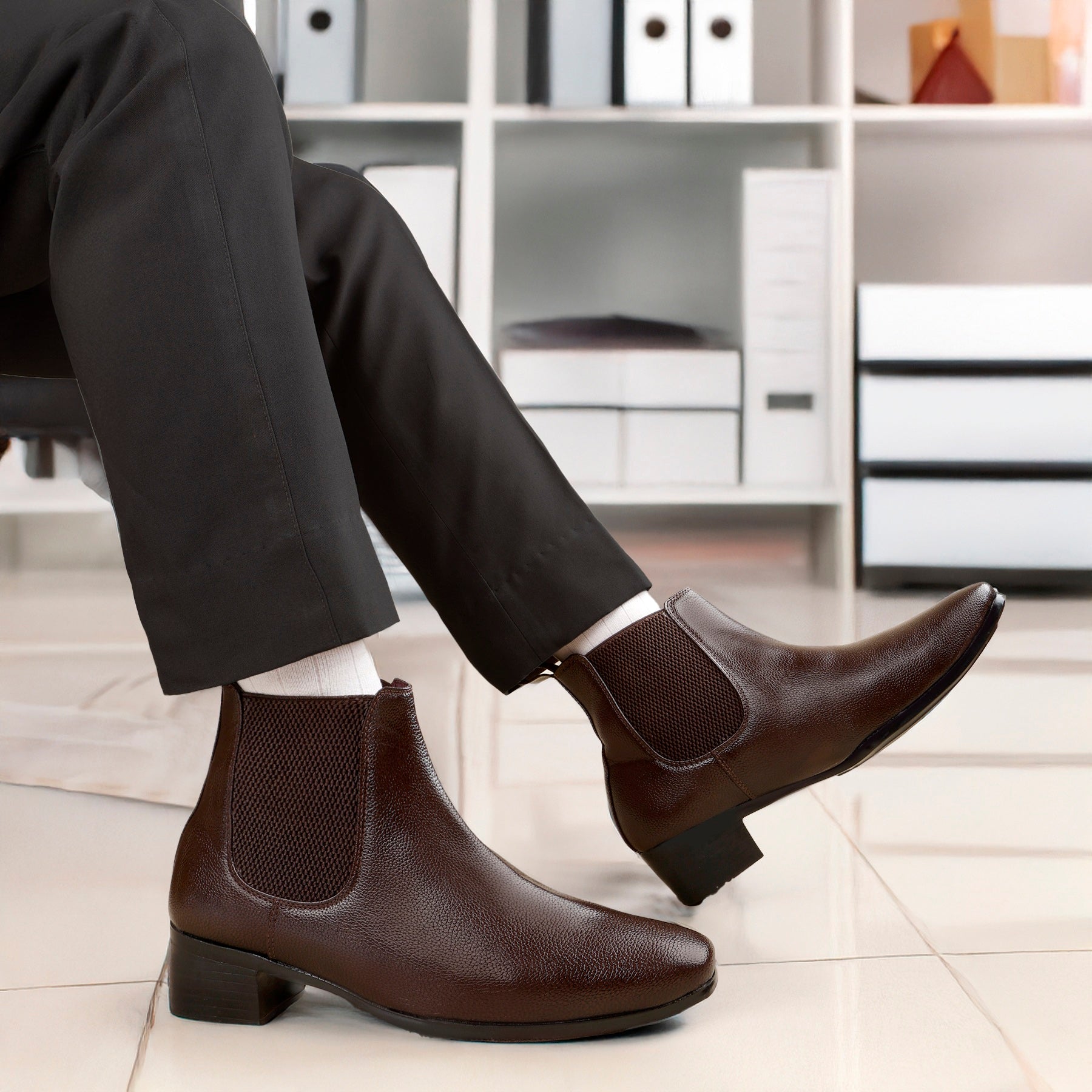 BAXXICO Mens Chelsea Boots with 2 Inches Heel Height Gain